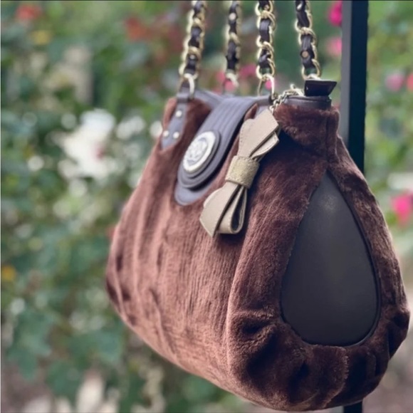 VINTAGE SHARIF Faux Fur Shoulder Bag/Satchel - Picture 2 of 12